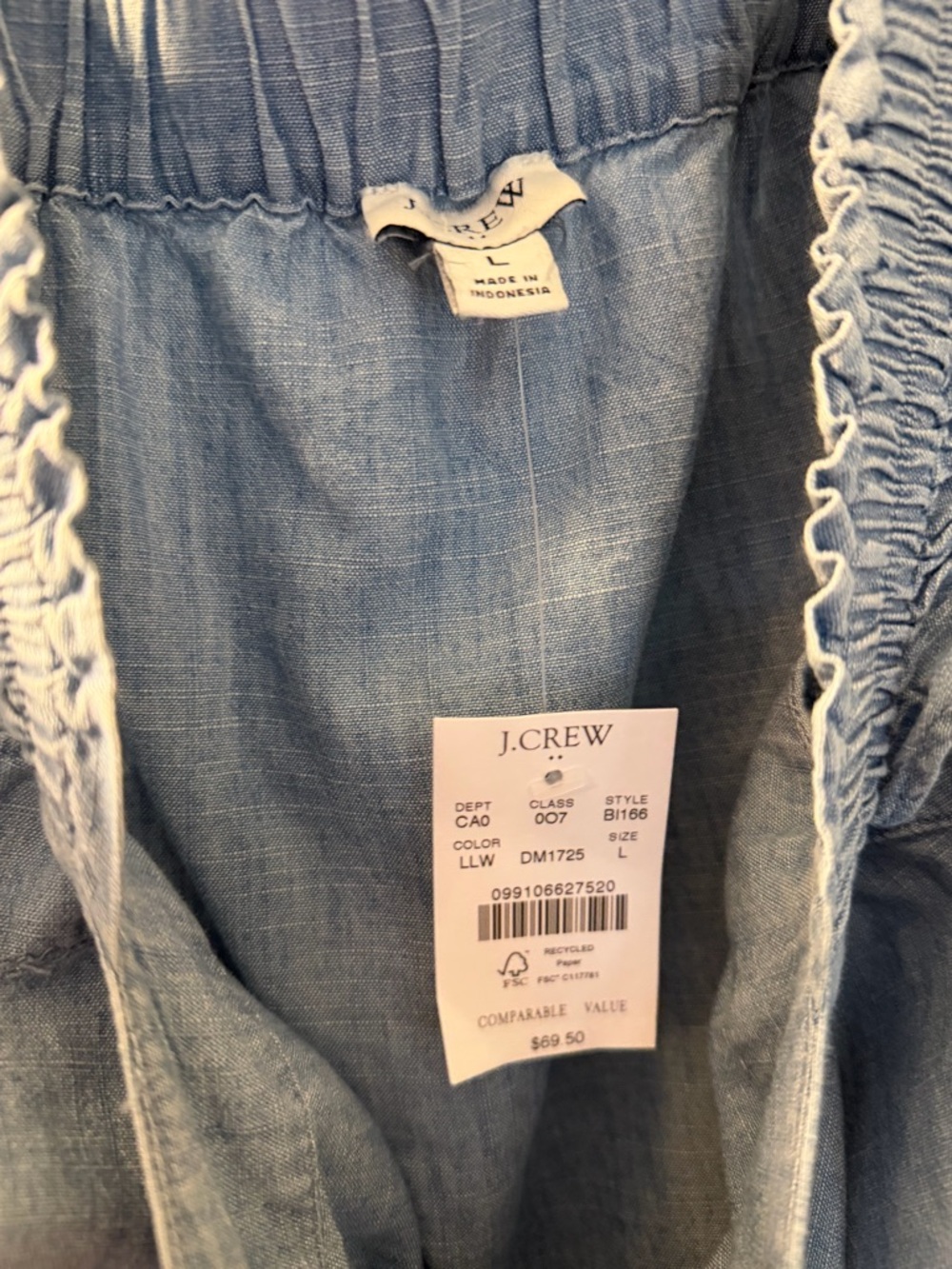 J. Crew Light Blue Ruffle Strap Chambray Tank - Picture 2 of 5